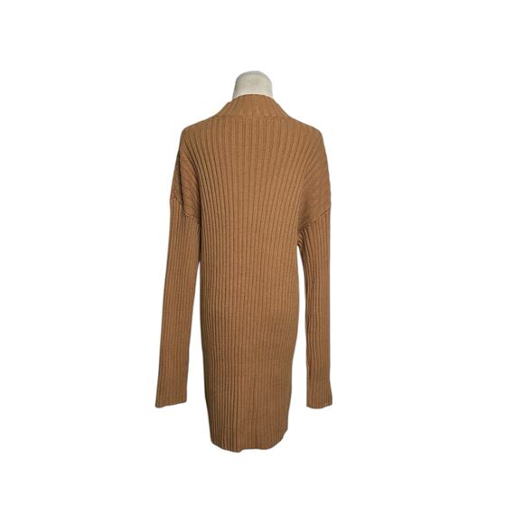 BP brown ribbed knit long sleeves high neck sweater mini dress size Small - Picture 8 of 11
